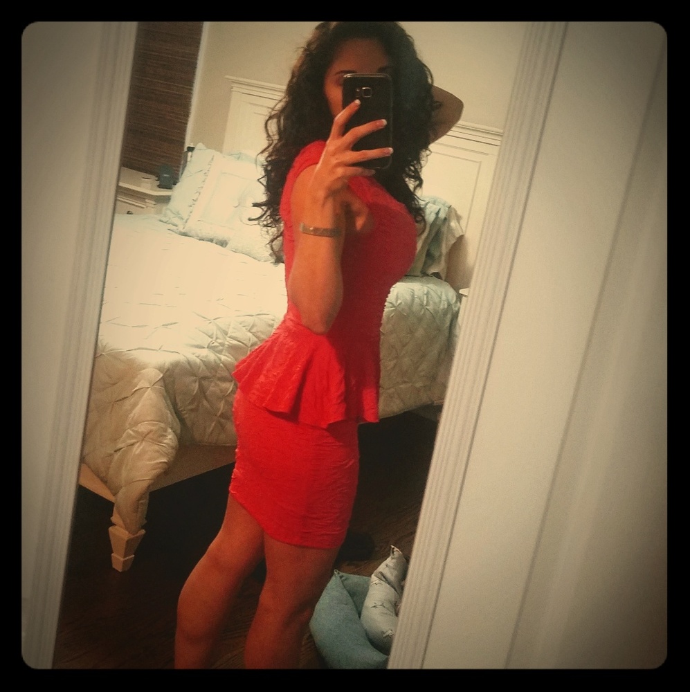 Arden B Coral Peplum dress